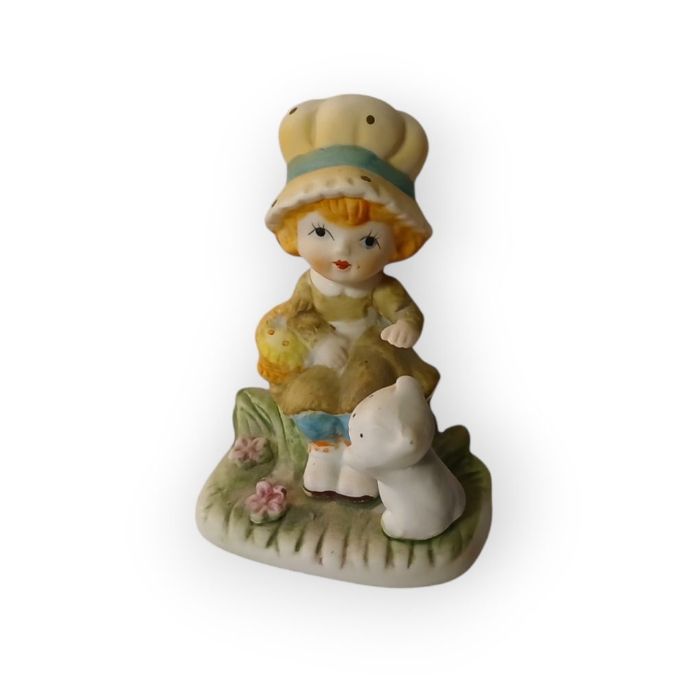 Homco Girl With Cat Figurine